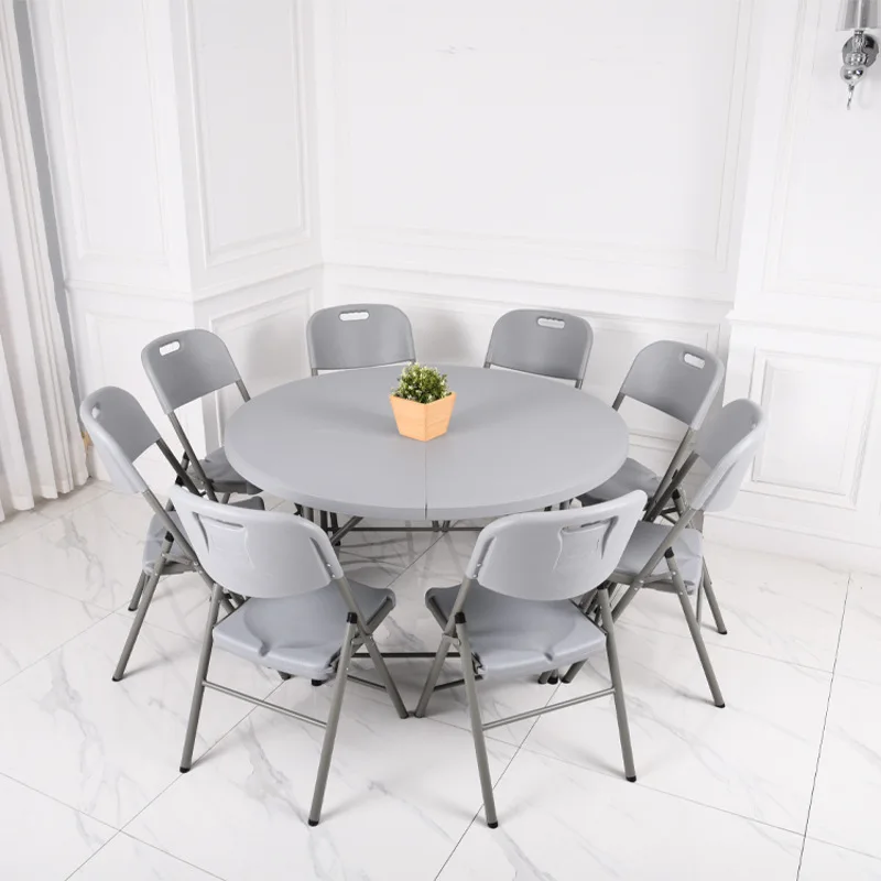 Оптовый заводской круглый обеденный стол Набор стульев пластиковый складной и стулья