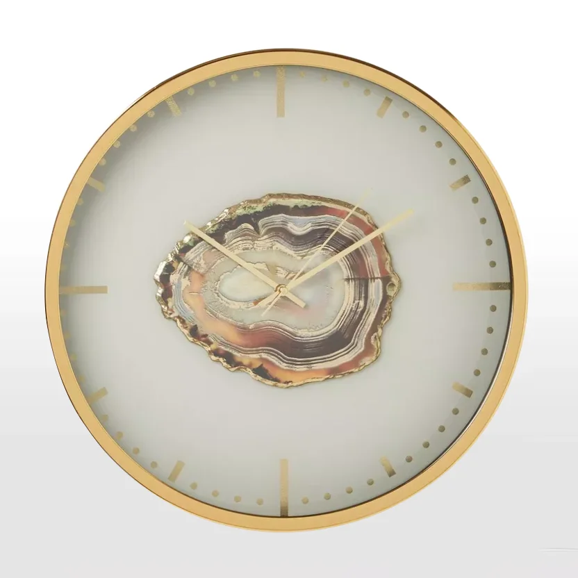 Wholesale Mix natural agate slices Desk Clock Stone digital clock wall alarm clock for home decoration