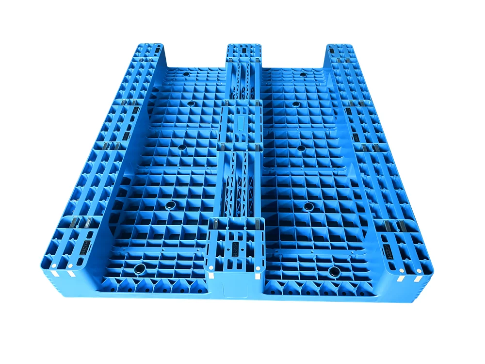 wholesale warehouse use 1200x1000 mm blue color four-way entry injection molded PP material plastic pallet