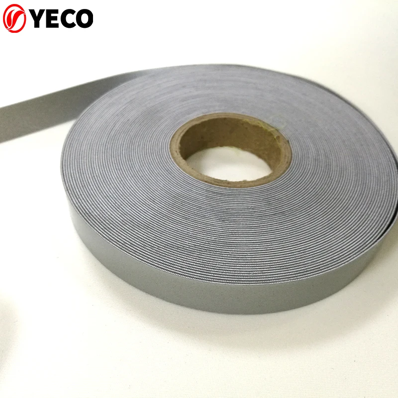 High-vis double-sides silver reflective elastic fabric tape 1cm 2cm 3cm sewing on fashion accessories ready to ship