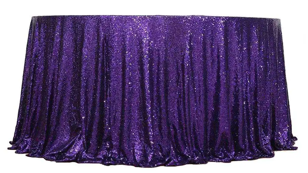 Hot Sale Fancy 50 Inch Round Purple Sequin Table Cloth