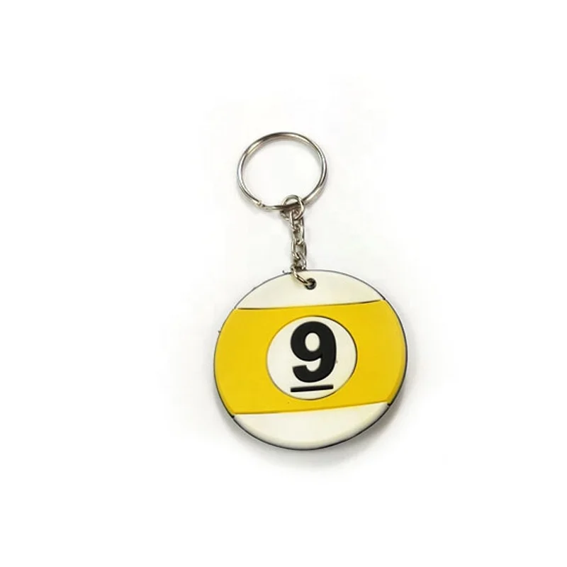 xmlivet soft rubber Billiards Pool ball No8/9 design keychains Gifts for sport Keyrings Billiards accessories