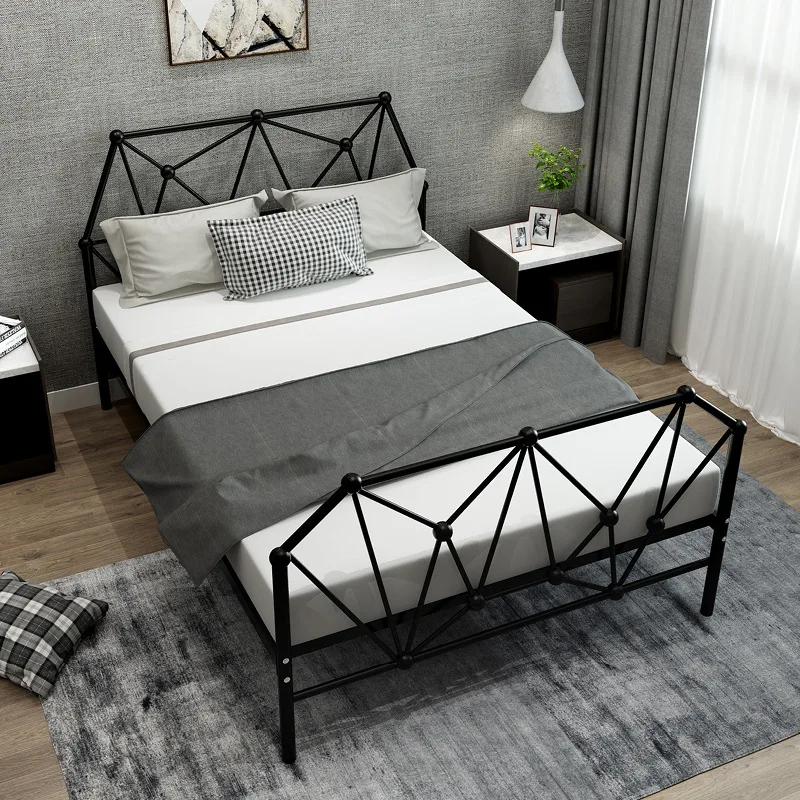 Nordic iron bed double bed modern simple and creative bedroom Home Furniture King Size metal Bed Frame
