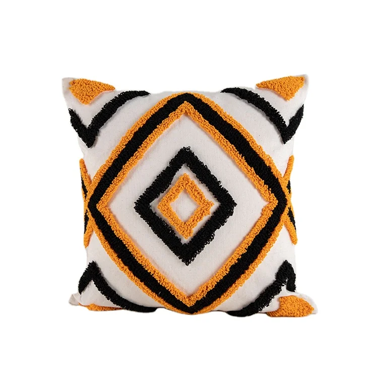 Boho Decorative Throw Pillow Case Handmade Cushion Cover Custom Made Bohemian Geometric Cushion Cover