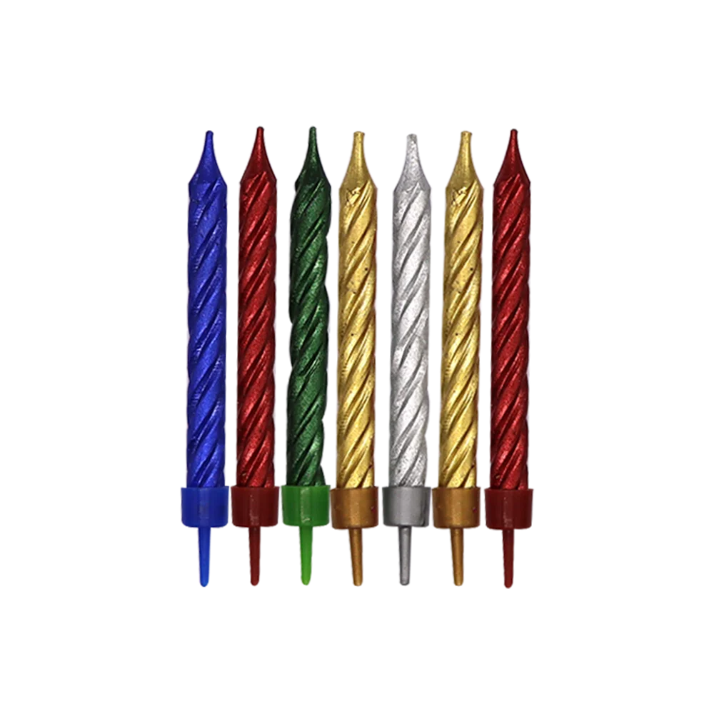 12pcs unusual sliver pink blue Smokeless spiral multicolor party cake deco happy birthday cake candles For Party Used