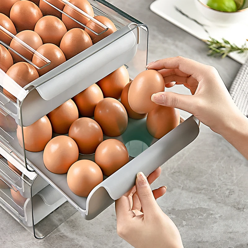 Multi layer egg storage box refrigerator plastic egg rack holder container drawer trays organizer box