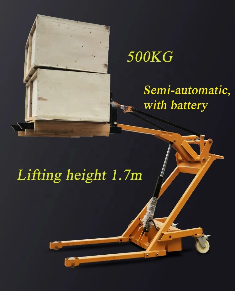 500kg 1.7m portable small electric forklift truck lithium battery 24v mini adjustable electric pallet fork lift