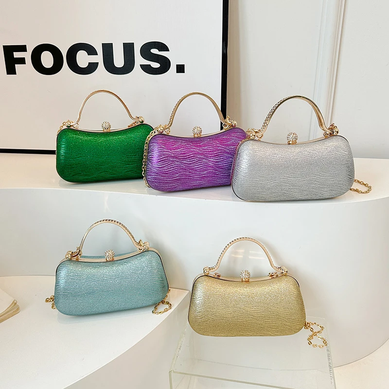 2024 Brand Designer evening bags golden silver mini purse women clutch luxury glitter rhinestone bags handbag for formal dress