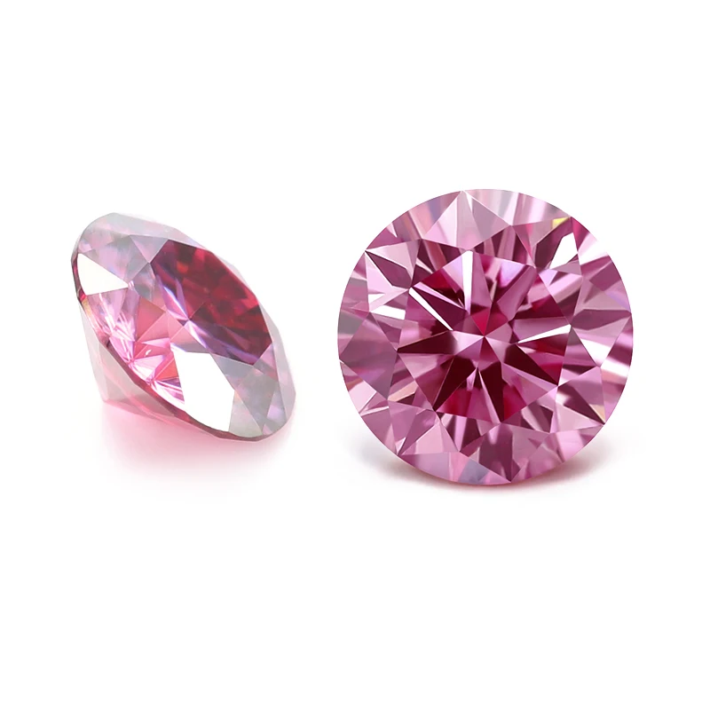 Good Quality DEF VVS Round Shape GRA Certificate Round Cut Pink Moissanite Stones