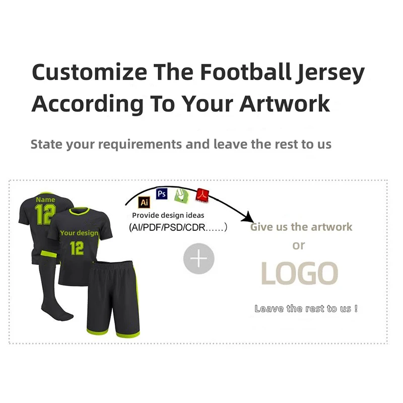 Custom Breathable Mens Sports Football Jersey Soccer Uniforms Sets Soccer Wear Jersey Set Football Kits Full Set