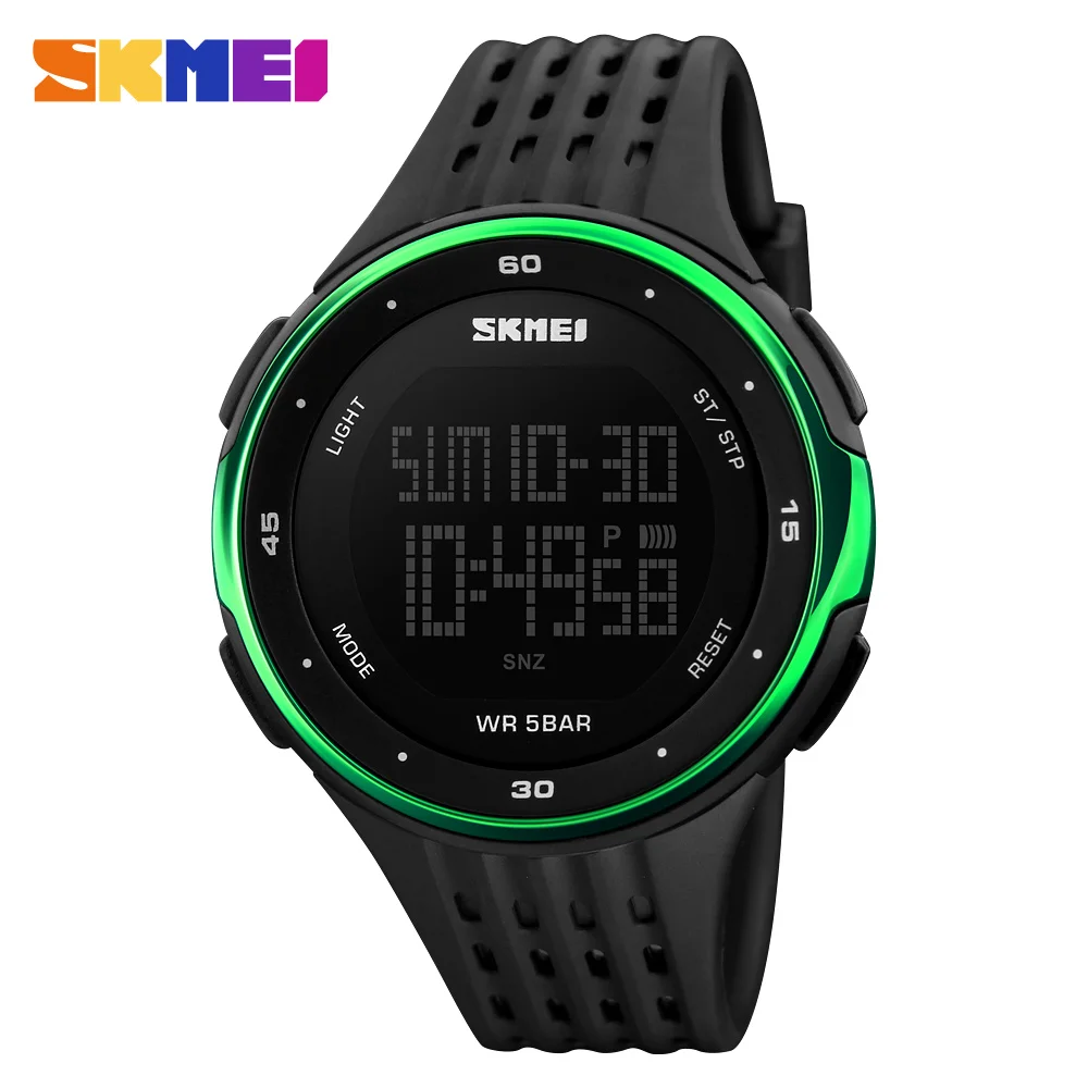SKMEI 1219 fashion sports 50m waterproof led chronograph black digital wrist watch mens