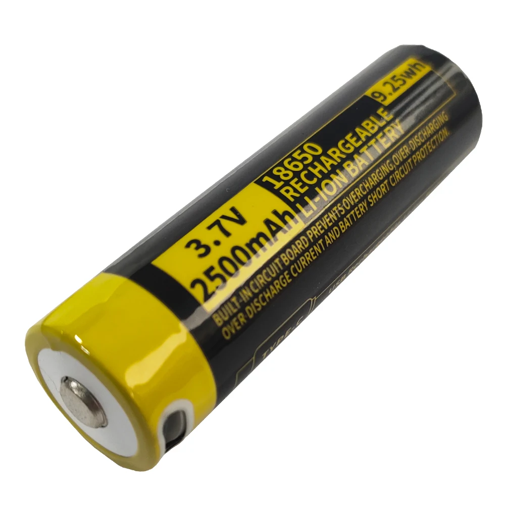 Кнопка 18650 2500 мАч 3 7 В с USB-C розеткой Type-c5V литий-ионный аккумулятор для вентилятора мощный фонарик радио беспроводной микрофон