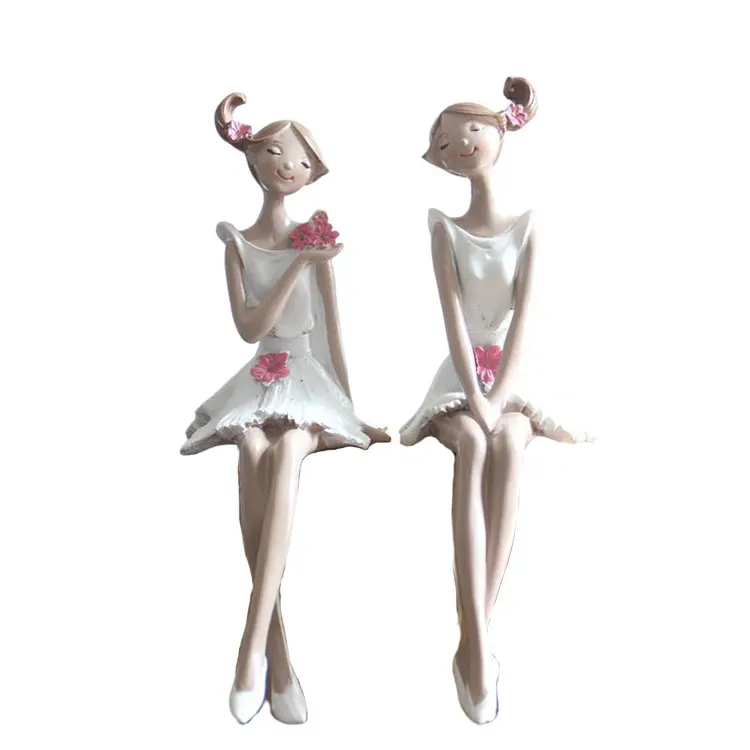 
Dress Slim Beautiful Resin Sister Girl Figurine Tabletop Figure Ornaments Living Room Decoration 