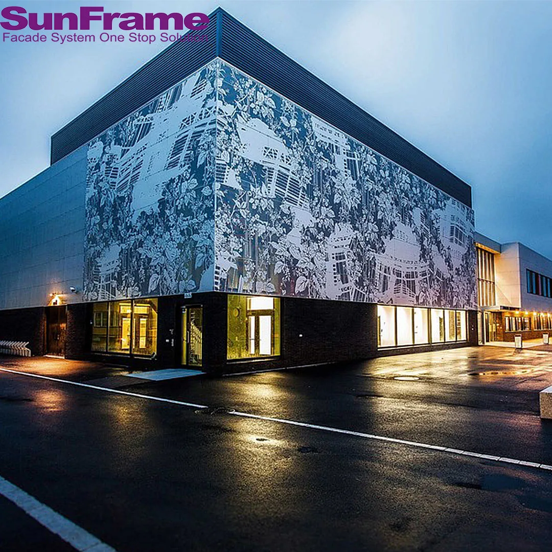 Modern Aluminum Carved Curtain Wall Panel Outdoor Decorative Facade Cladding Villas Engraved Perforated Sheet Panel Hotel