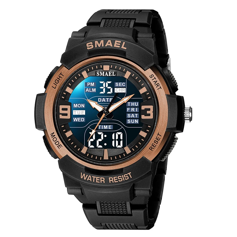 SMAEL 1912 Dual Time Digital Watch for Men Fashion Sport Watches Waterproof Chronograph Electronic Wristwatch Auto Date Alarm