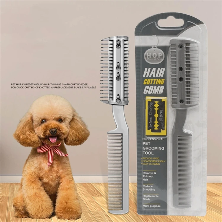 Safe Manual Pet Hair Razor With Comb Dog Cat Hair Grooming Cutter Comb with Extra Blades