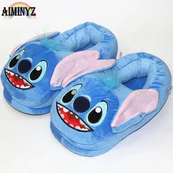 Cartoon Shoes Stitch Slippers Adult Slipper Female Cotton Fabric Women Slippers Shoe Plush Chausson Womens Family Fur Soft Shoe
