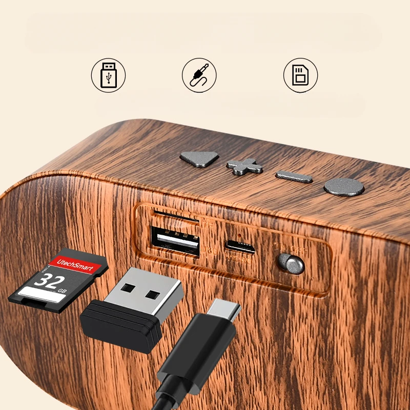 Retro Mini Bluetooth Speaker with Card Slot - Portable, Custom Logo, Ideal for Promotional Gifts and More