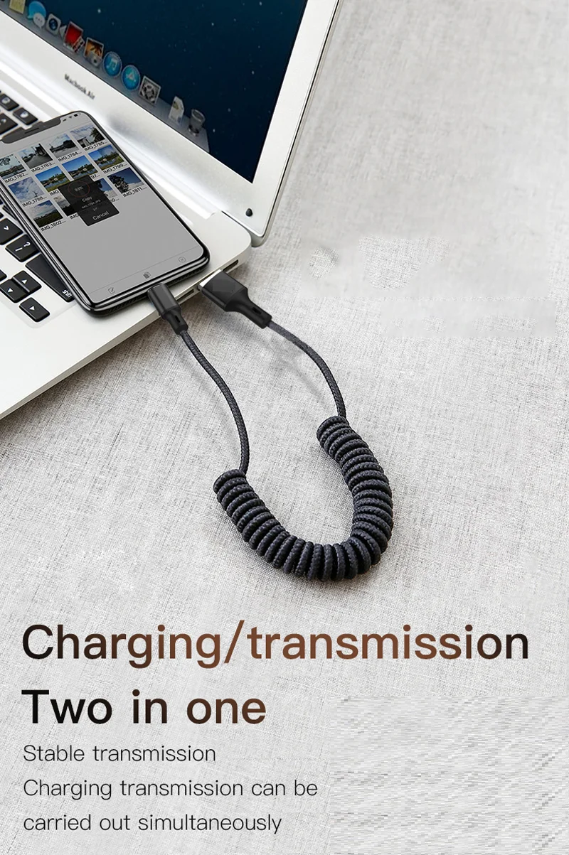 
2020 New Customized 1ft 3ft 6ft 10ft Flexible Spring Braided Fast Charging Micro USB V8 Data Cable Charger 