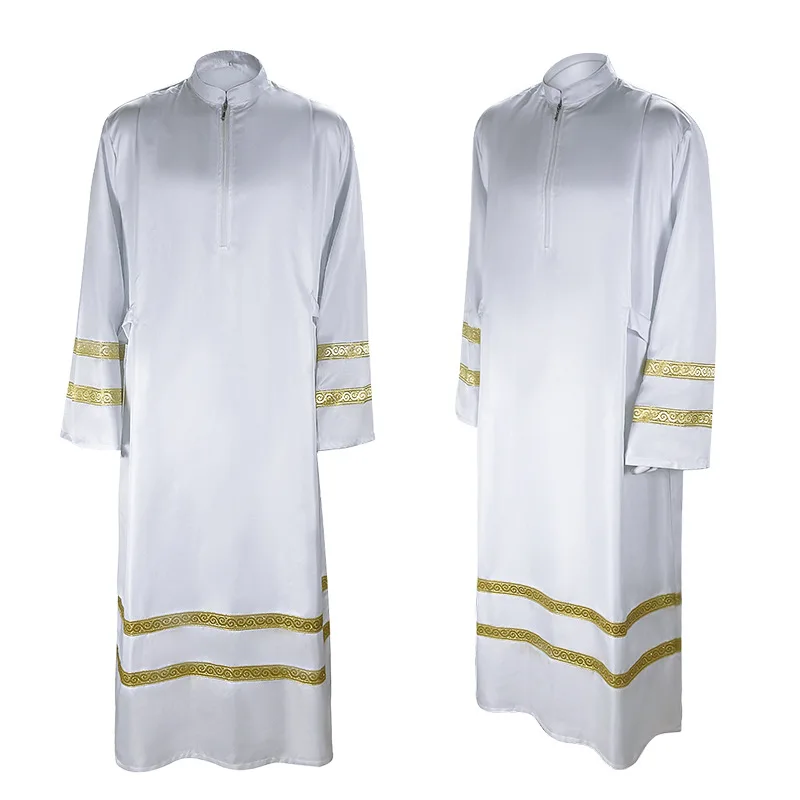 Clergy Robe Pastor Surplice Cassock ALB Catholic Church White Priest Costume
