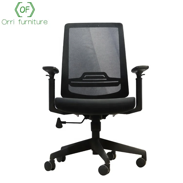 Orri Furniture Mid Back Black Adjustable Height Mesh Swivel Office Chair With lumbar Support