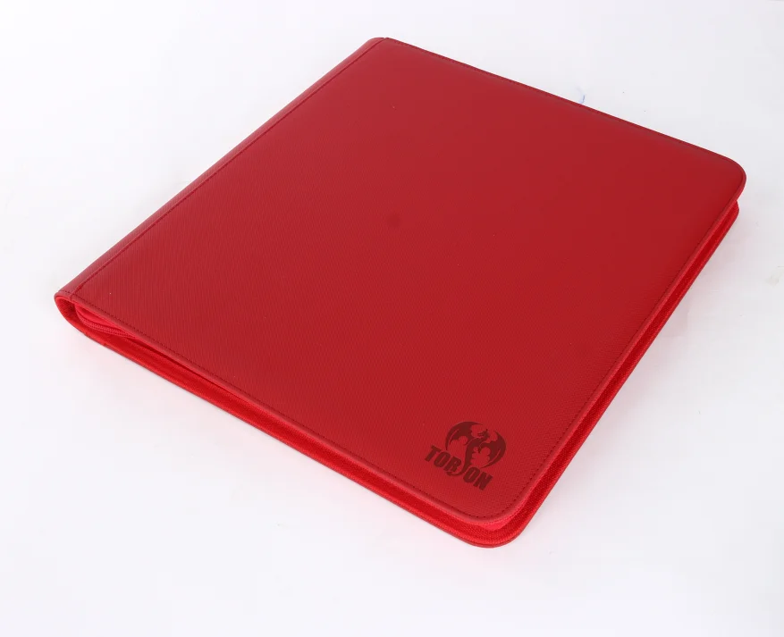 zipper closure 12 pockets PU leather custom MTG folder game magic loose leaf notebook sleeve yugioh tcg premium card binder