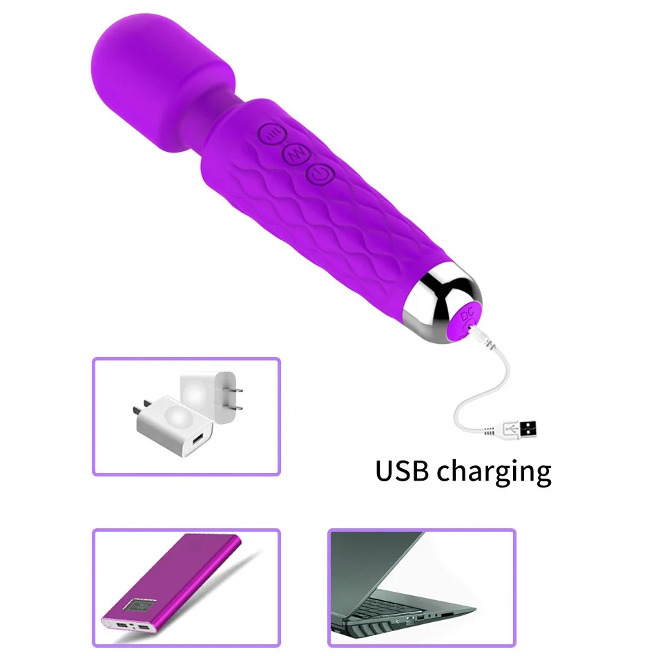 Hot Selling Powerful Female Vibrator Wand Massager 20 Modes & 8 Speeds Wand Massager Clitoris Stimulator Sex Toy Adult Sex Toys