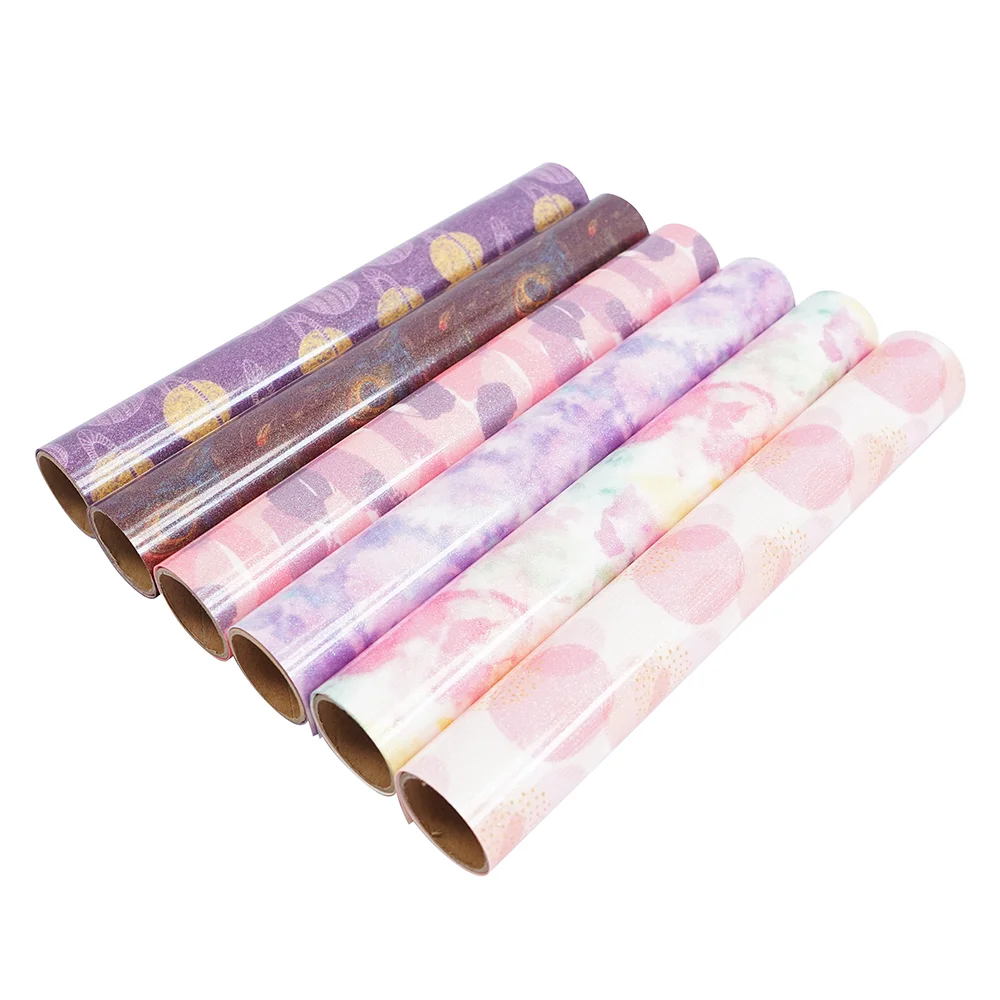 Wholesale Iron On Glitter Heat Transfer Film Pattern PU Vinyl For Clothes