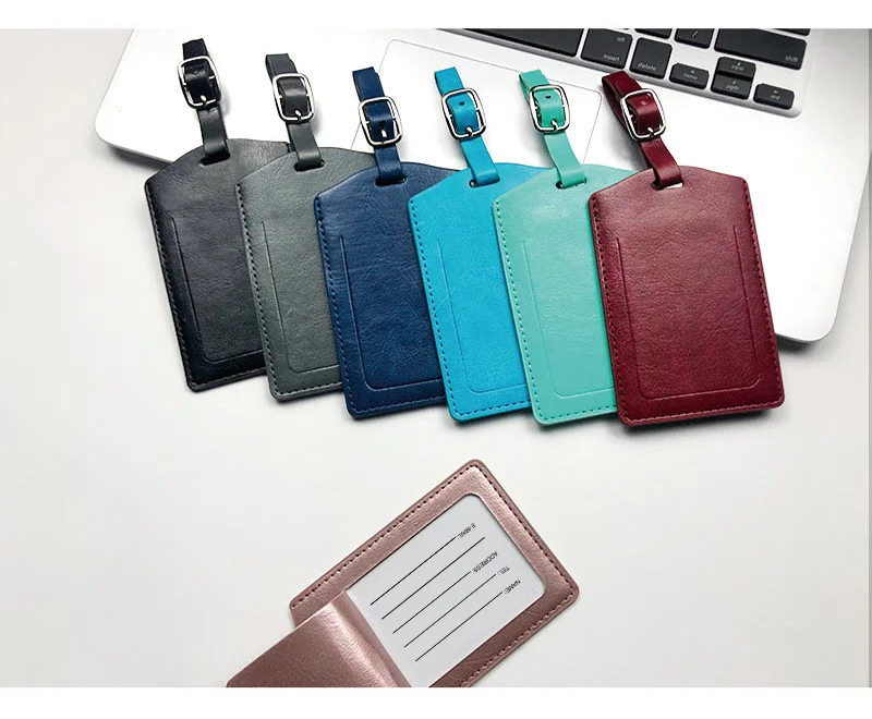 Factory Wholesale custom logo luggage tags Personalized Soft PU Leather bulk travel luggage tags
