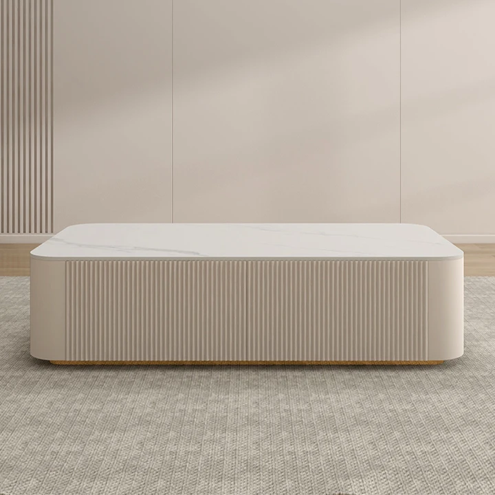 Wood Top With Marble Texture Minimalist Office Home Living Room Sofa Furniture Luxury Coffee Table Leisure Table Tea Table