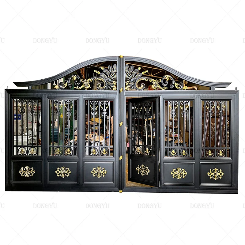 Switzerland  royal designs metal wrought  iron gate latest industrial swing auto main entrance aluminum gate