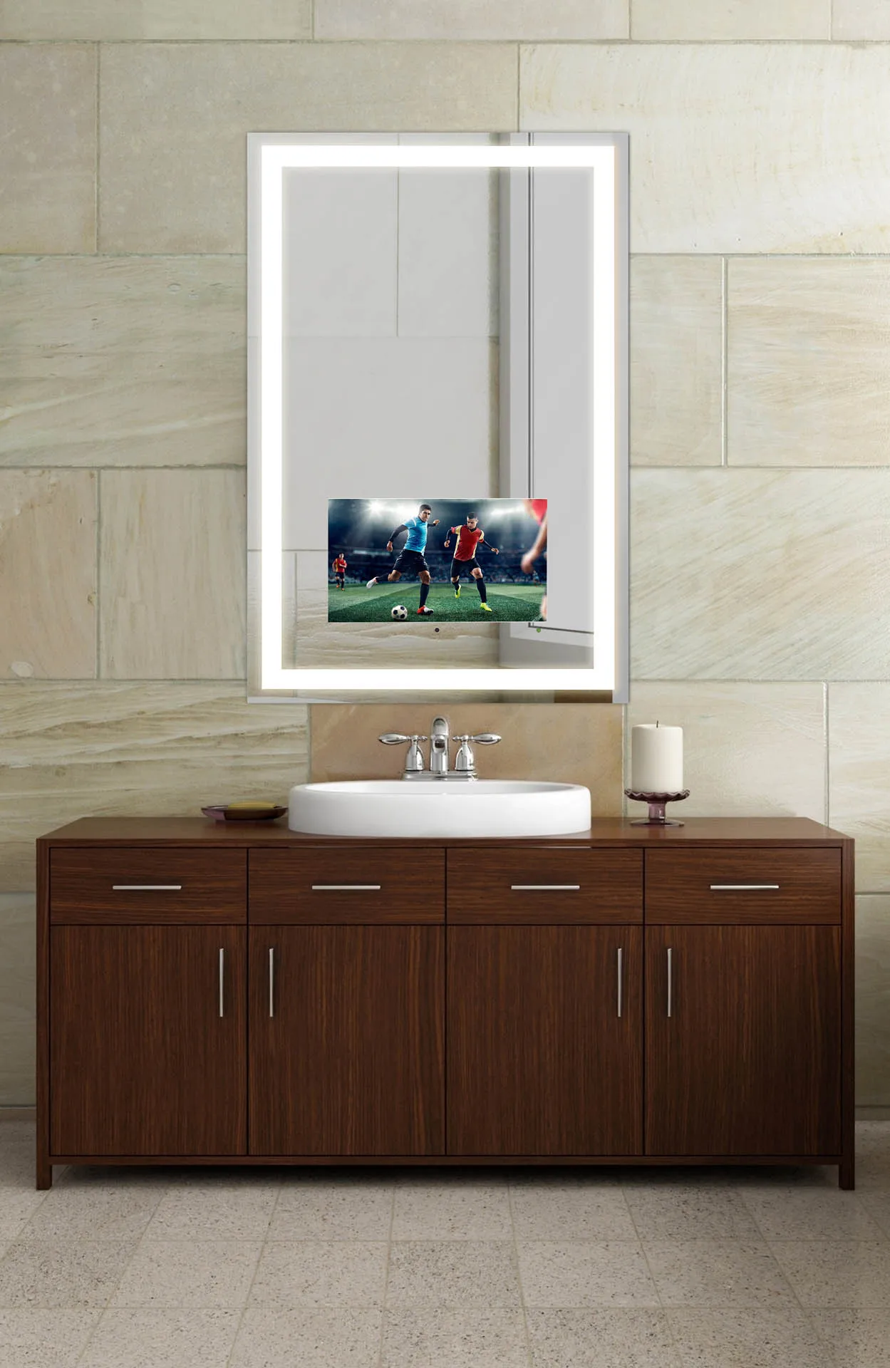 Smart Mirror Light Hospitality Hotel Salon Customized Size Bathroom Mirror With Led Light