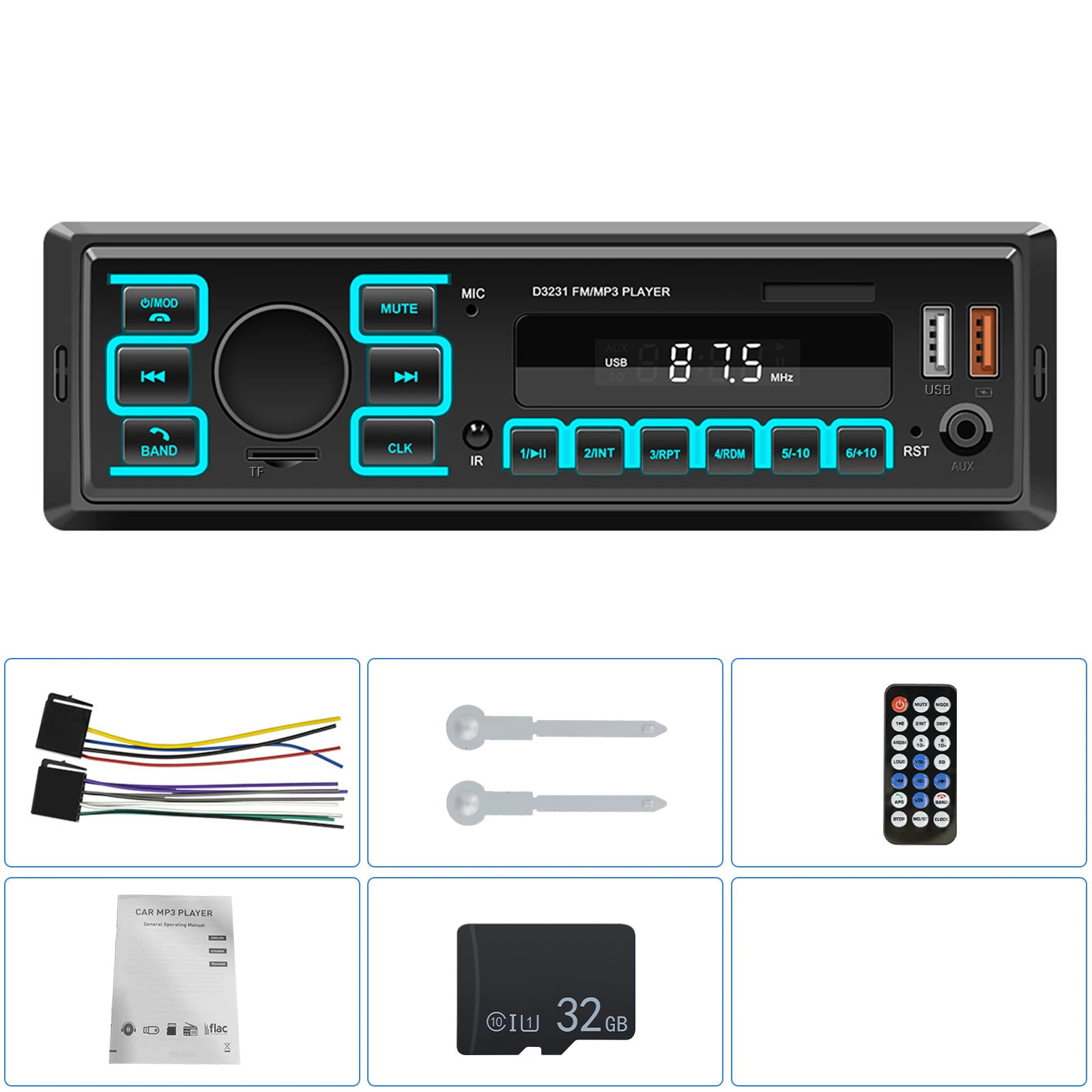 Wholesale 1 Din In-Dash Car MP3 Player Radio Stereo USB Charging Mobile APP Location Voice Assistant Car Charger Included