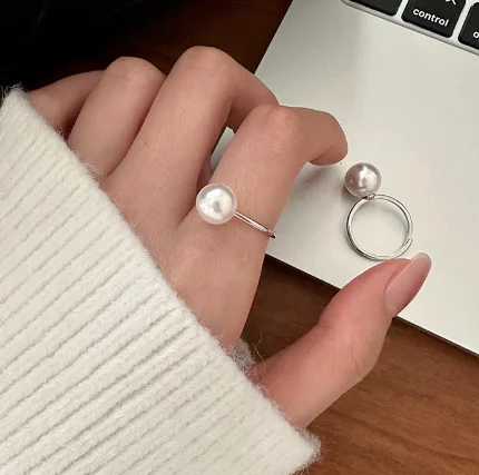 minimalist simple designs pearl setting solid silver ring semi mount pearl ring mounting