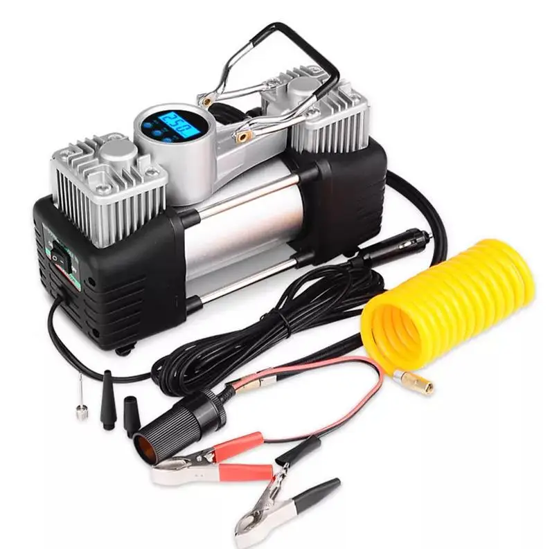 Heavy Duty Car Emergency Kit Double Cylinder Car Air Compressor Tire Pump Auto Air Inflator