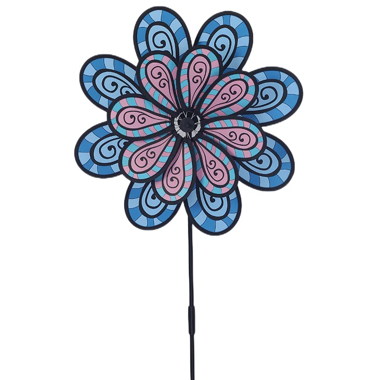 BAILING Rainbow Pinwheel Triple Wind Spinner Windmill Kids Outdoor Colorful Toys Windmills For Sale