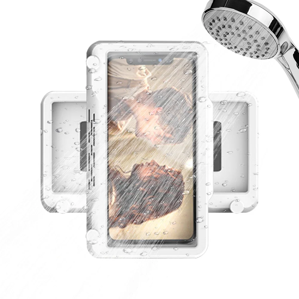 TENCHEN Shower Phone Holder Waterproof Anti Fog & Touch Screen High Definition Transparent Film Phone Shower Holder