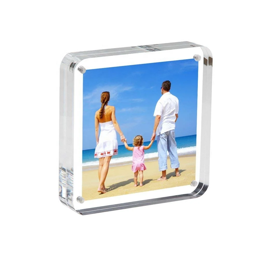 Wholesale Lucite 4x4 Plexiglass Acrylic Picture Frame Crystal Glass Round Shape Acrylic Photo Frame