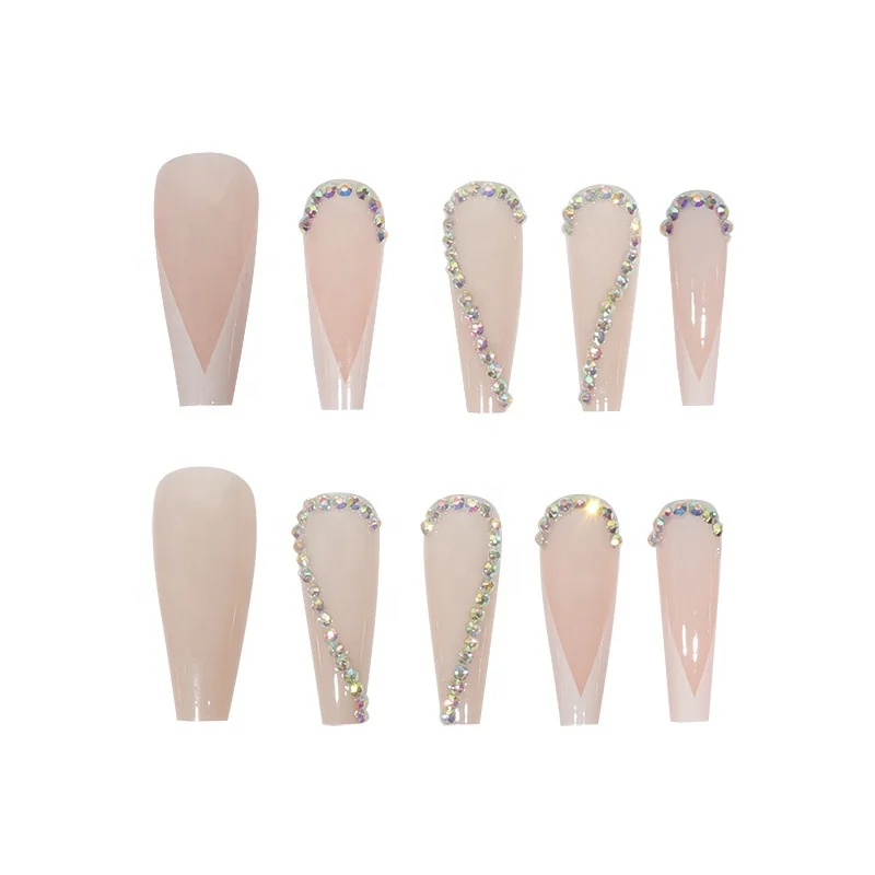 24Pcs Colors Matte Ballerina Long Coffin French Heart Shape Nails artificial nails wholesale
