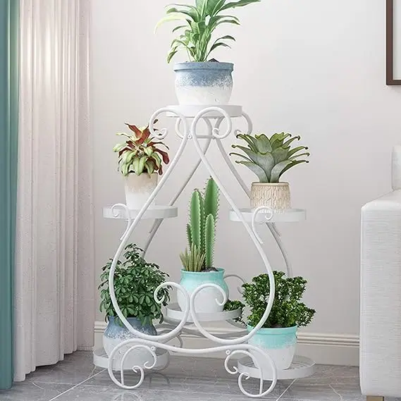 Trendy Metal Handicrafts Modern and Functional Metal Plant Stand with Pink Finish, Ideal for Small Spaces and Balcony Gardening