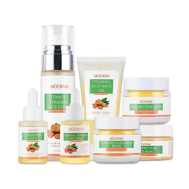 OEM ODM Privare Label Face Skin Care Kit Korea Moisturizing Whitening Anti-Aging Turmeric Skin Care Set