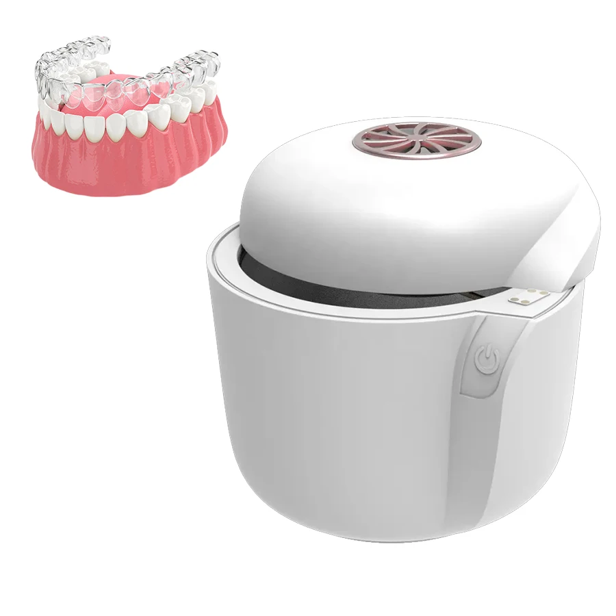Dental Ultrasonic Cleaner Fan Air-dry Denture Ultrasonic Cleaning Machine Home Use Orthodontic Aligner Braces Jewelry UV Cleaner