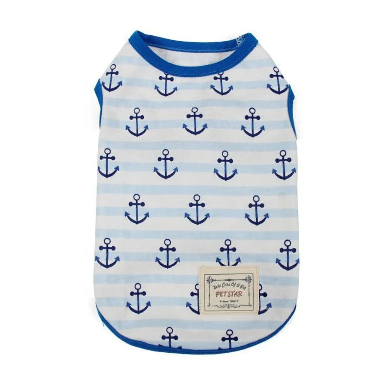 Фирменная новинка собака якорь печатных собака футболка, Повседневный пуловер Морской стиль собака футболка