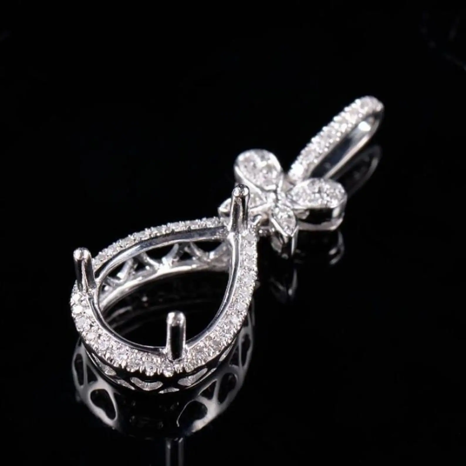 Wholesale 10k 14k 18k Solid Gold Sterling Silver With Lab Diamond Moissanite Pendant Necklace Setting Semi Mount Mounted Jewelry