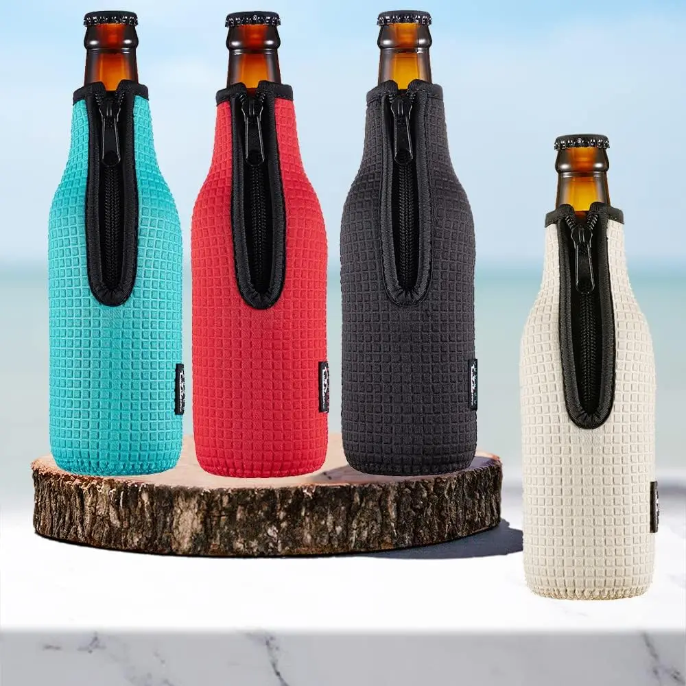 Wholesale Custom Logo Portable Neoprene12oz Beer Bottle Cooler Sleeve with Zipper Beer Sleeve Beer Bottle Stubby Holder Coolers