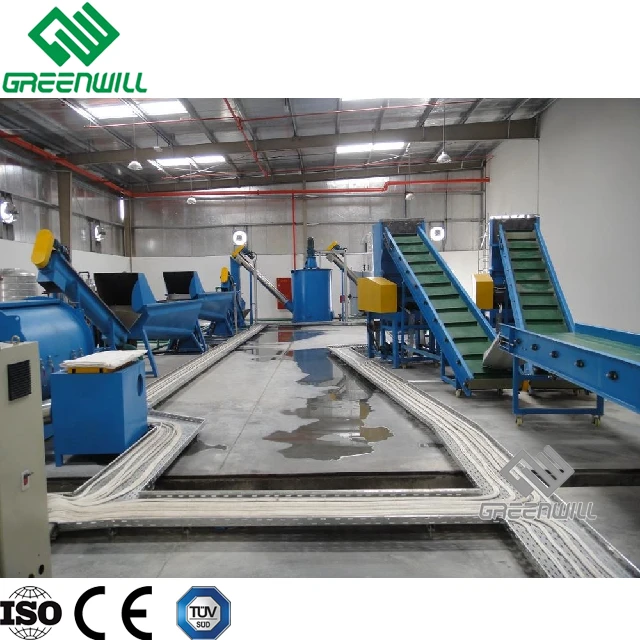Waste PP PE PET Plastic bottle washing recycling machine for Polyester staple fiber
