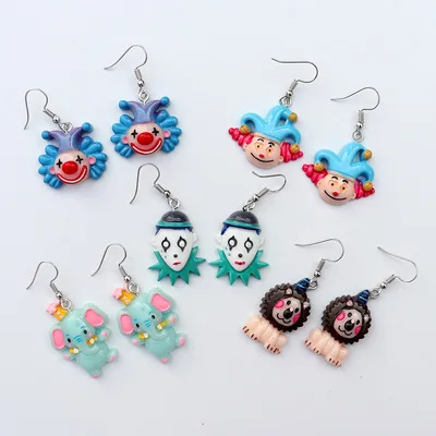 New Arrival Hot Style Good Quality Trend Classic Design Creative Cartoon Circus Clown Fashion Personality Fun Resin Earrings