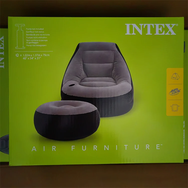 Foldable lazy air sofa with footrest portable inflatable sofa chair for living room home furniture