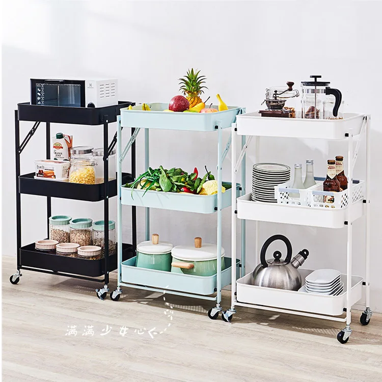  Home Black Kitchen shelve 3 tier foldable