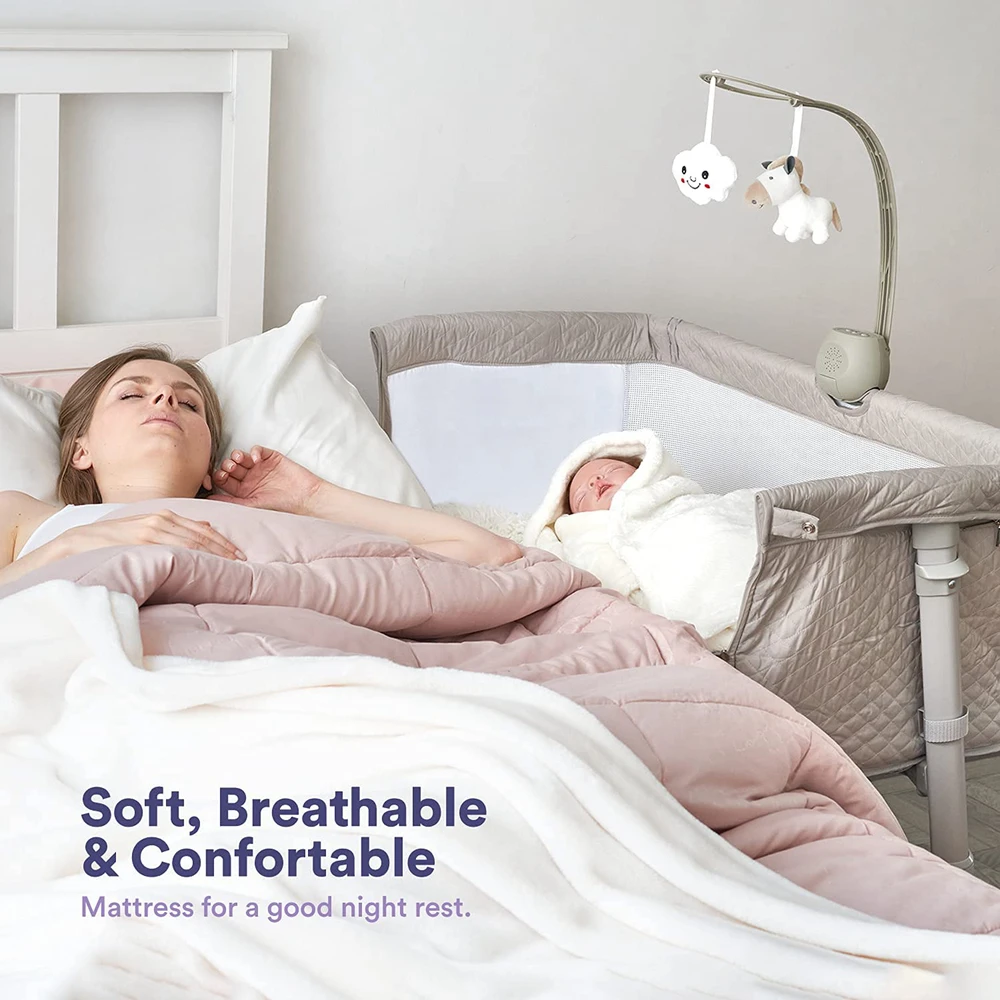 Регулируемая детская люлька для новорожденных, манеж с музыкальной шкатулкой, Легкая Складная портативная кроватка для сна